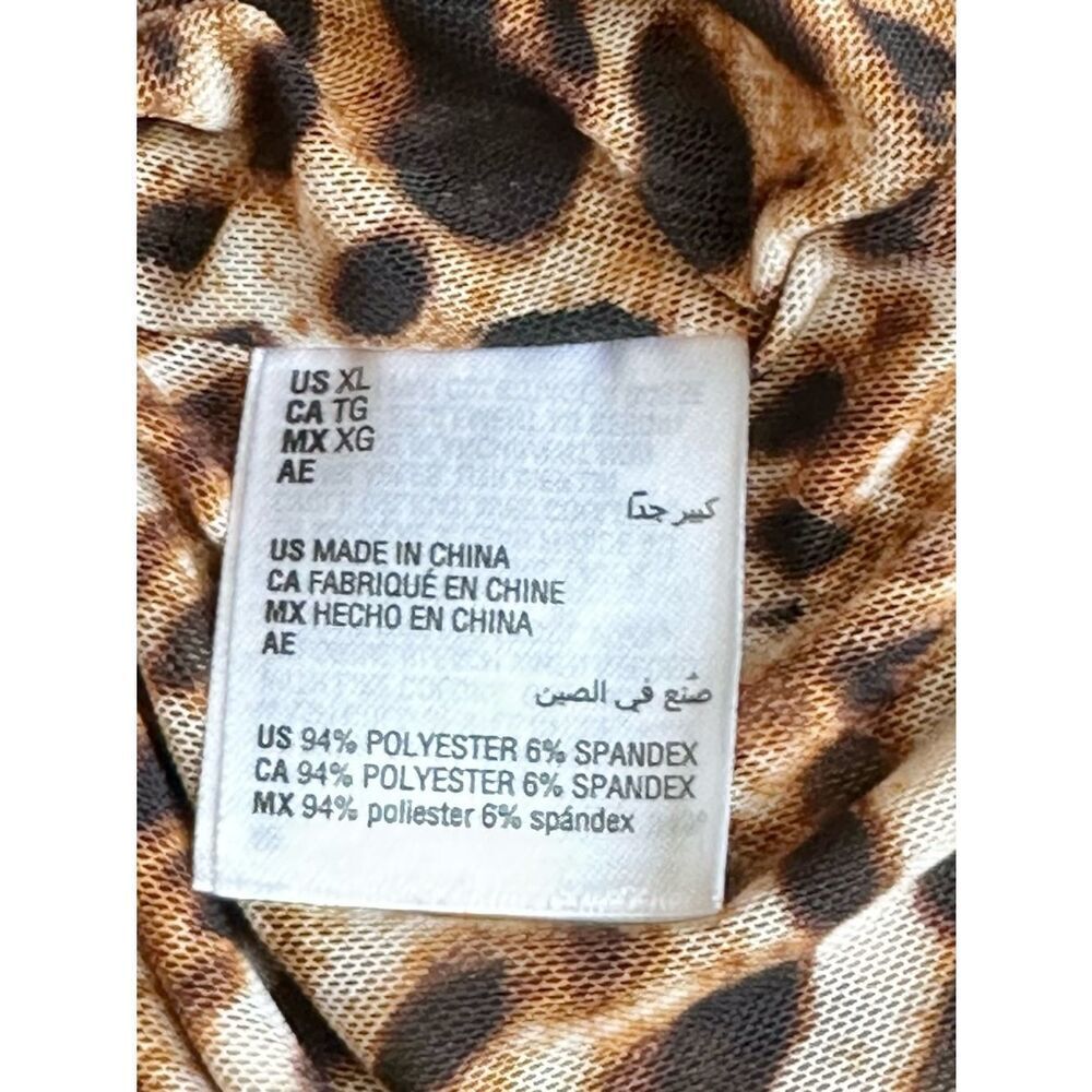 I.N.C. Long Sleeve Sheer Crew Neck Pullover Blouse Top Leopard Print XL - Picture 9 of 11